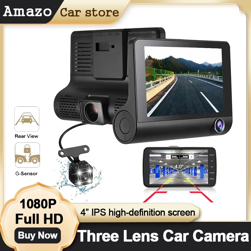 Автомобильный видеорегистратор Full HD 1080P 3 камеры с объективом 4 0 дюйма
