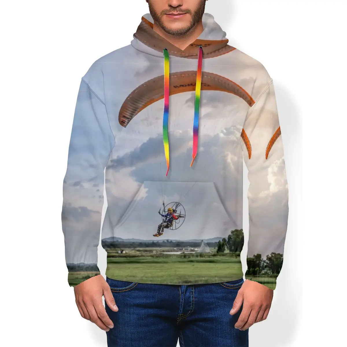 Paramotor Толстовка толстовки свободные полиэстер пуловер длинная длина осень