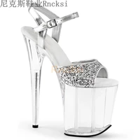 rncksi sexy 20 cm high heel sandals white 10 cm platform shoes female t stage fetish extreme high heels woman catwalk sandals