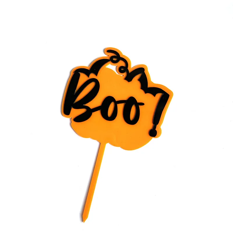 

Happy Halloween Acrylic Cake Topper Cute Ghost Boo "Trick or Treat" Pumpkin Cake Topper For Halloween Party Cake Decorations