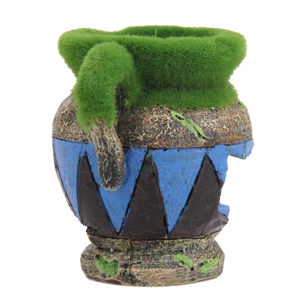 Винтажная аквариумная ваза в форме аквариума полирезиновый домик зеленая трава