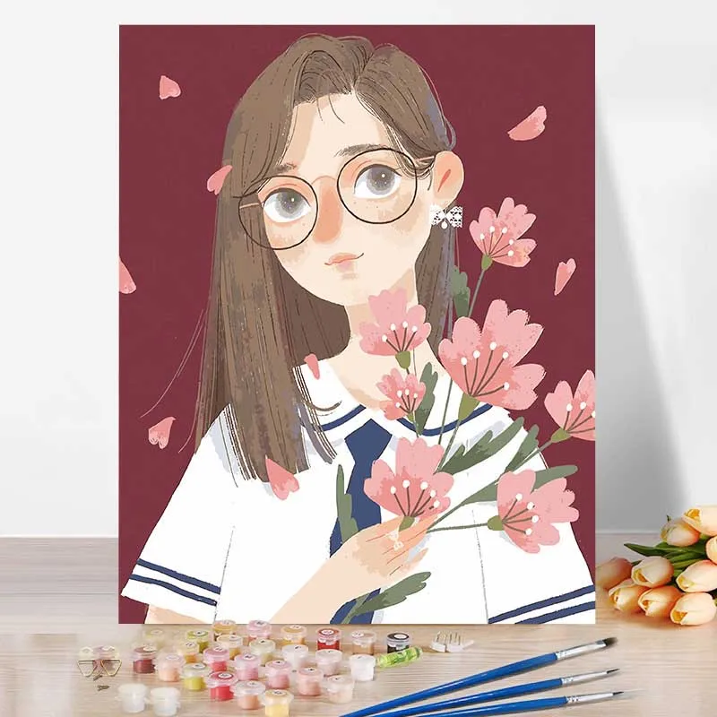 

40x50cm Frameless Painting By NumbersYoung girl painting By Numbers Home Decoration DIY Style