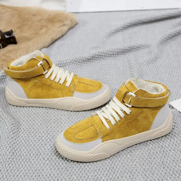 Сапоги Aleafalling женские зимние из нубука теплая Уличная обувь на шнуровке Короткие