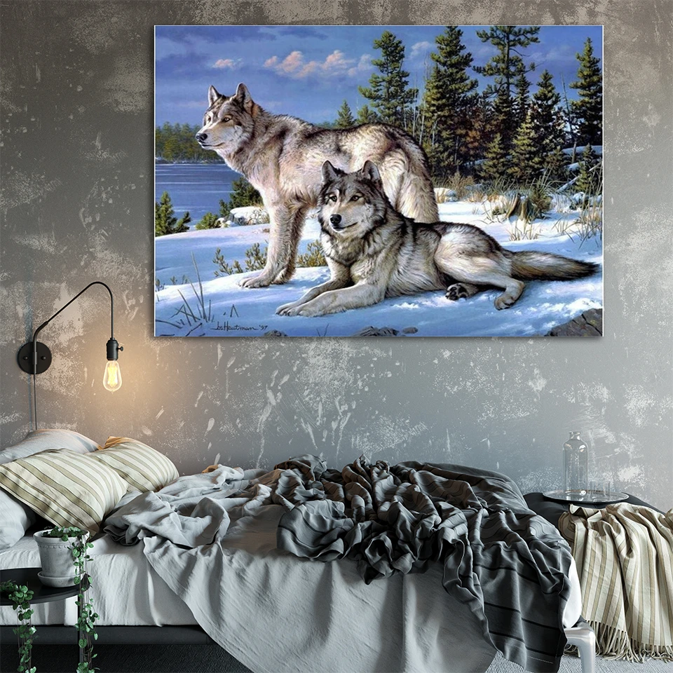 Алмазная 5D картина AZQSD сделай сам с волком полная выкладка стразы зимняя вышивка