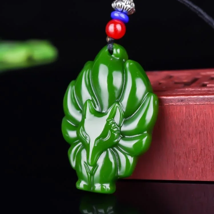 Ожерелье из натуральной зеленой Нефритовой лисы с кулоном ювелирные изделия