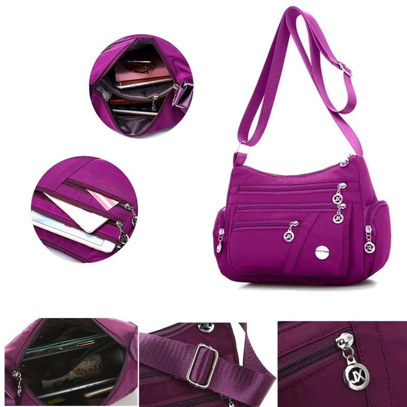 

2021 Fashion Women Shoulder Messenger Bag Nylon Oxford Lightweight Waterproof Zipper Package Large Capacity Travel Crossbody Bag