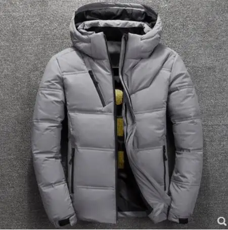 90% Duck Down Jacket Men Hooded Windproof Coats Winter Male Thick Warm Clothing Mens Outerwear Casual Down Coat - Цвет: Серый