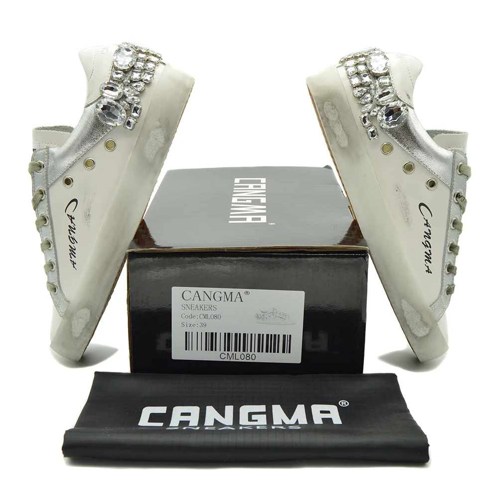 CANGMA мужские кроссовки 9908 Бренд стразы; туфли из натуральной кожи, на шнуровке, туфли в стиле «хип-хоп»; тканевая дышащая Спортивная обувь больших размеров