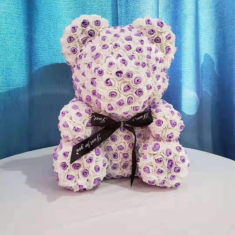 Лидер продаж подарок на день Святого Валентина мишка тедди роза искусственные