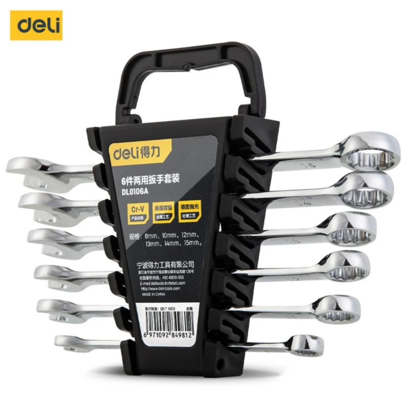 

Набор комбинированных метрических гаечных ключей Deli, ручные инструменты, динамометрические торцевые ключи с открытым концом, инструменты ...