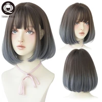 7jhh omber purple ash hari with bangs remy short blonde wigs for women bob heat resistant glueless synthetic wig wholesale