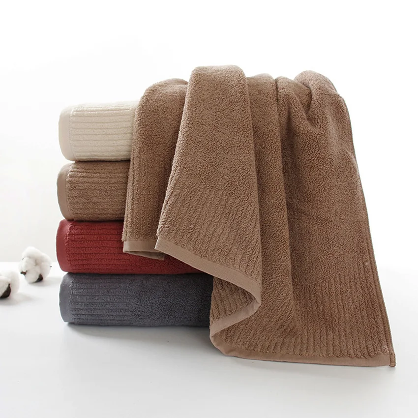 Толстое Большое банное полотенце Хлопковое для душа и лица набор однотонных