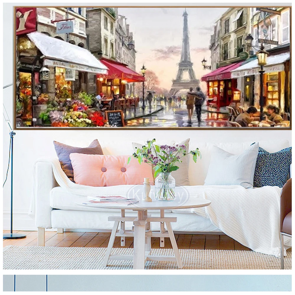 Полный бурения вышивка алмаз большого размера картина с башней любовь городская