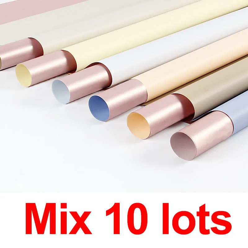 Mix 10lots 20 шт Двухслойная оберточная бумага для цветов OPP водонепроницаемая оберточная бумага для цветов Подарочная коробка Свадебная Упаковка - Цвет: Mix 10lots
