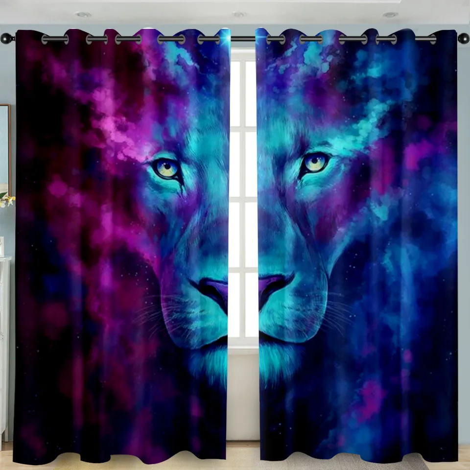

SOFTBATF Lion and Wolf Windows Curtains Darkening for Living Room Bedroom Decorative Kitchen Dropshipping