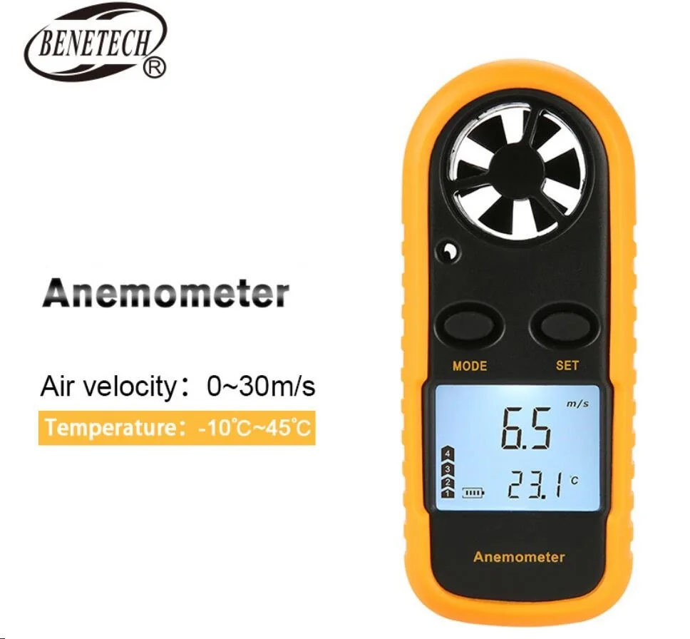 

Цифровой анемометр 0-30 м/с, индикатор скорости ветра-10 ~ 45C, тестер температуры, GM816 с ЖК-подсветкой