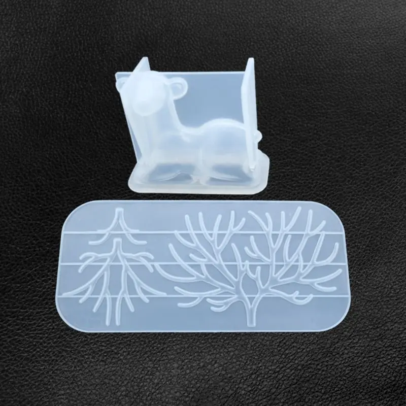 

DIY Crystal Epoxy Molds Deer Tree Shape Silicone Mould Handmade Table Decorations Jewelry Making Mold