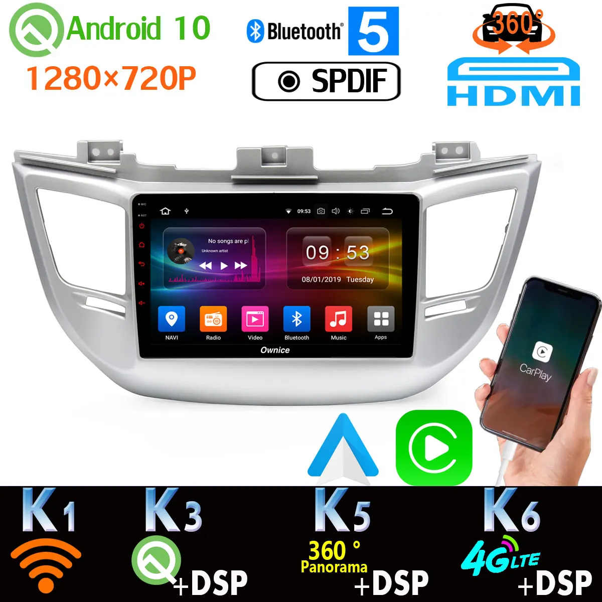 Автомобильный мультимедийный плеер PX6 Android 10 0 1280*720 для Hyundai Tucson IX35 GPS навигация