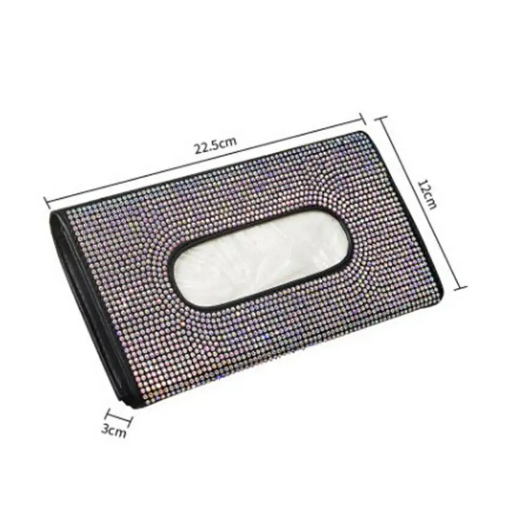 

2 kind color Car Visor Tissue Holder Hanging Leather Crystal Rhinestone Paper Towel Cover Case Universal Car Interior Accessorie