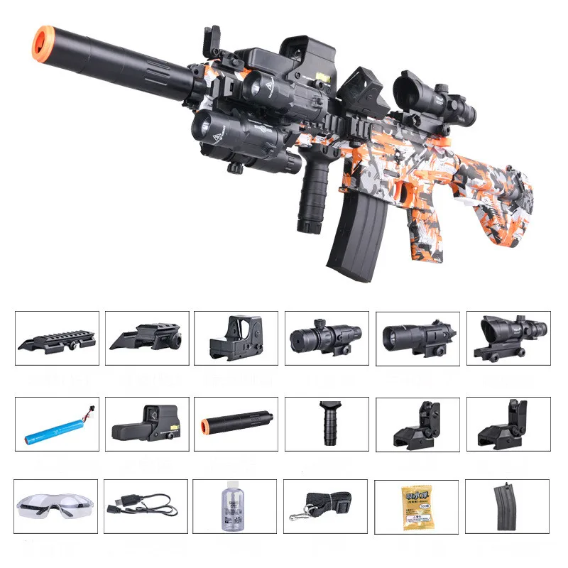 Горячая Распродажа ручная работа M416 Золотой Киль Кожа Жесткий водяной пистолет Рождественский подарок высокое качество большой электрический игрушечный пистолет детский подарок