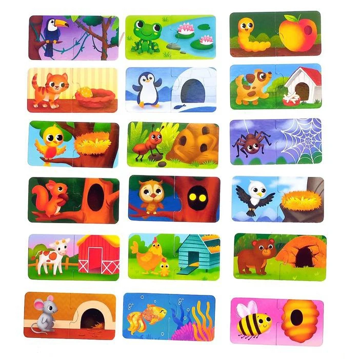 Макси-пазлы в металлической коробке Кто где живёт? парные 36 деталей | Игрушки и