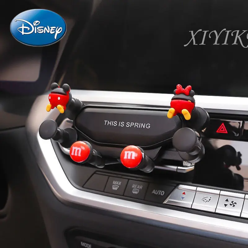 

Disney Minnie Car Mobile Phone Holder Car Cartoon Cute Car Upper Air Outlet Gravity Navigation Support Frame Universal