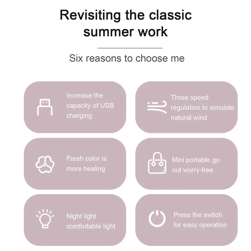 

Mini Table Fan Rechargeable USB Charging Adjustable Fan Low Noise Three Speeds Portable Small Indoor And Outdoor Fan