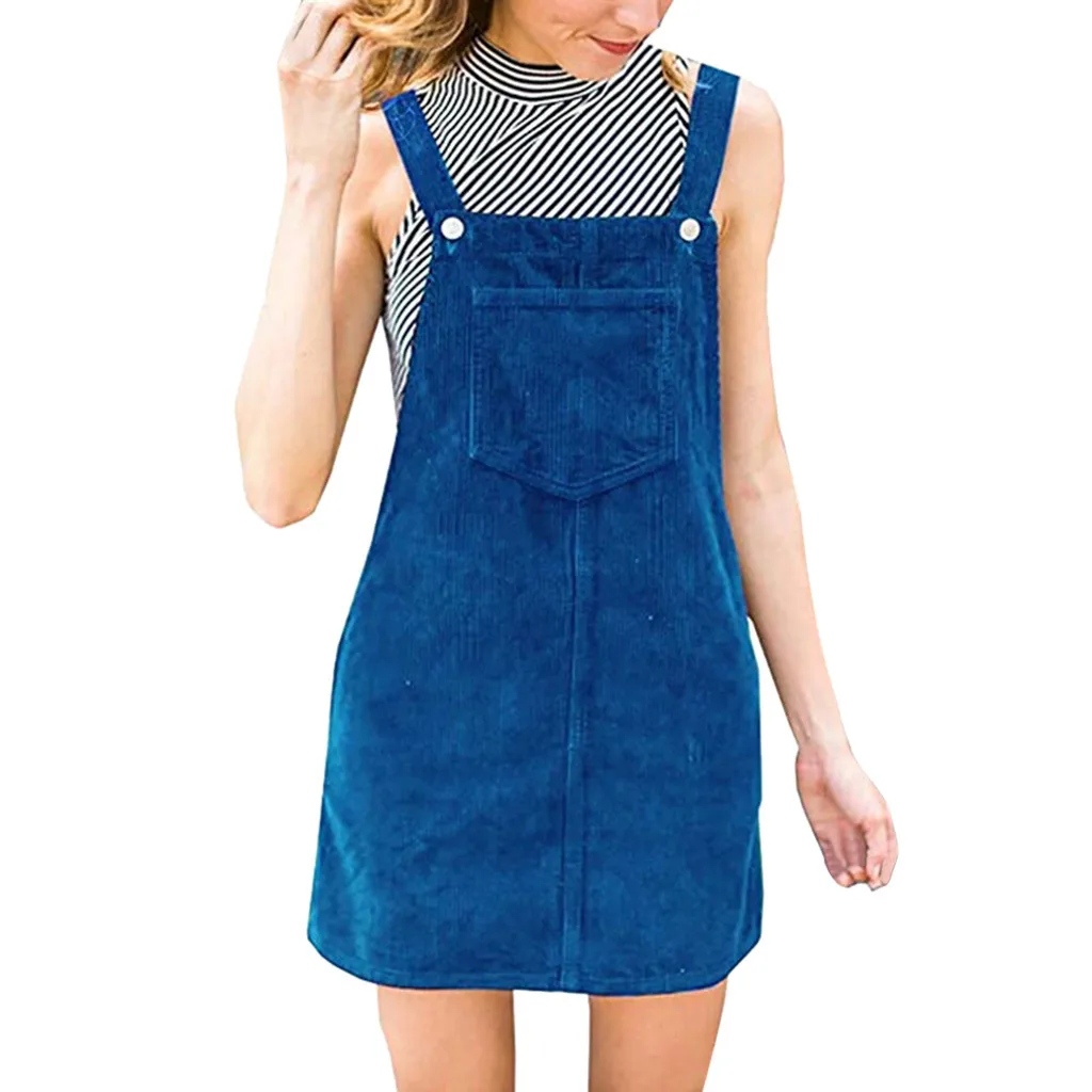 

Autumn Europe And America New Style Corduroy Slim Fit Strap Dress Solid Color Dress