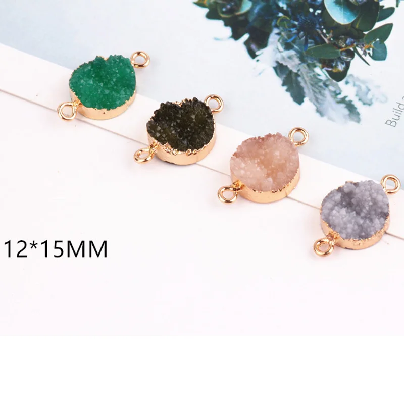 4 шт смолы руды двойной Висячие круглые серьги материал кулон Diy ожерелье браслет