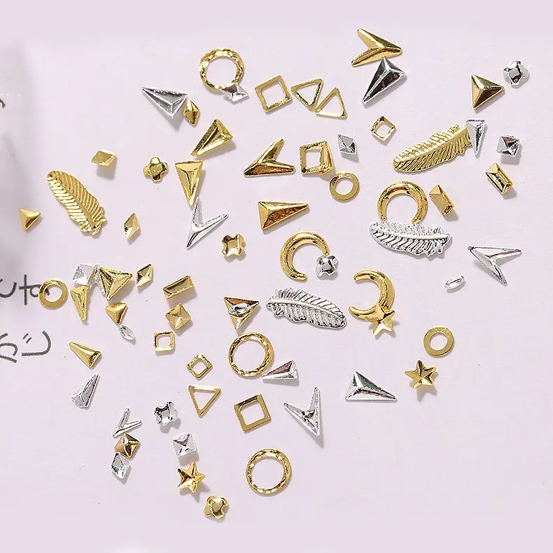 500 шт./лот геометрические золотые перья стрела листья заклепки шпильки