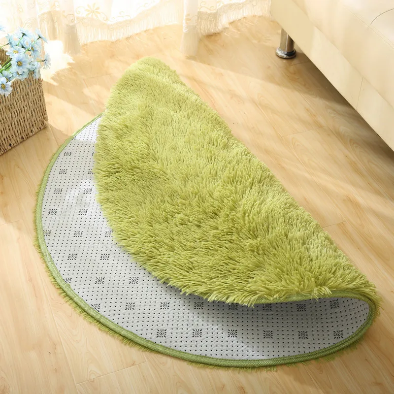Плюшевый лохматый круглый ковер для гостиной нескользящий коврик пола розовый