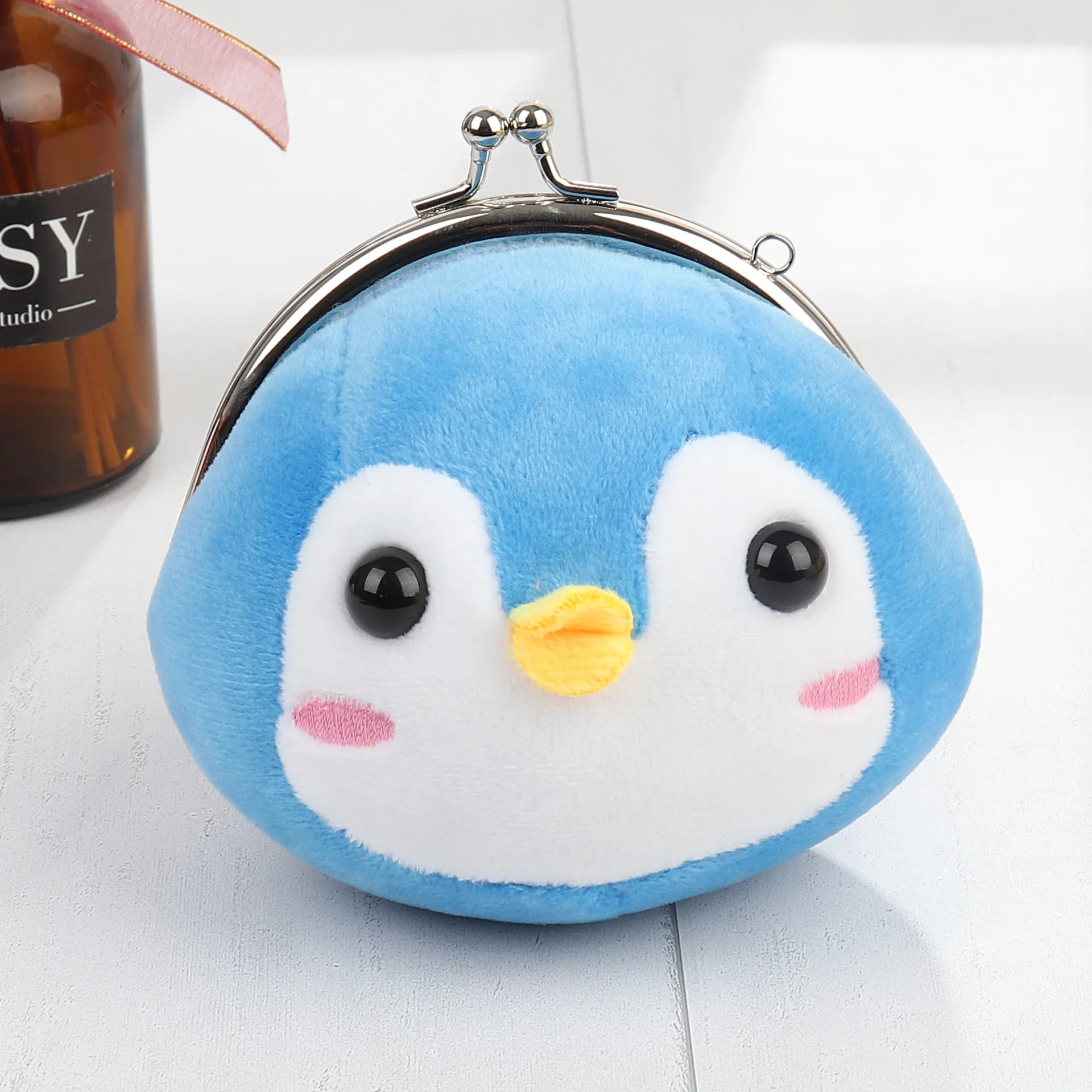 

New Style Animal Head Doll Purse Key Chain Lovely Cute Cartoon Multi-Function Small Wallet Keychain Gift Exquisite Plush Keyring