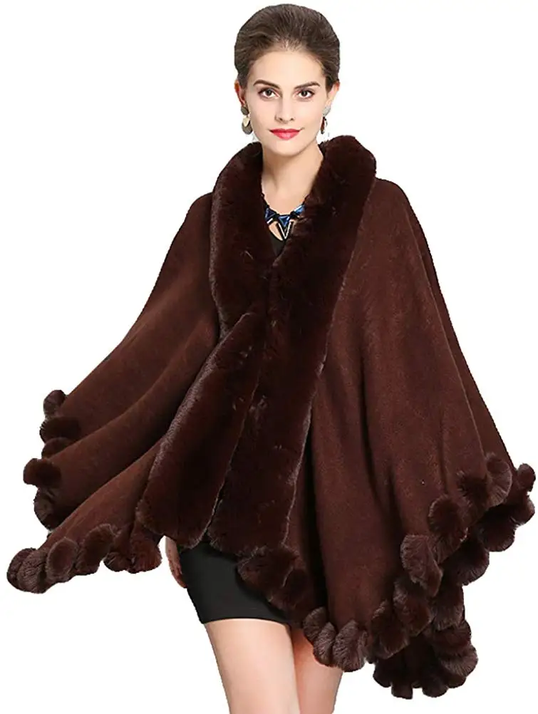 New Womens Short Capes Faux fur Wraps Shawls for Winter Outwear Formal Party Cloak | Свадьбы и торжества