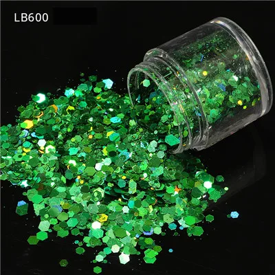 lb600 Ультратонкие Блестки для дизайна ногтей, Мини блестки, шестиугольник, красочные блестки, блестки, украшения для ногтей, маникюрные аксессуары, 8 г - Цвет: lb600