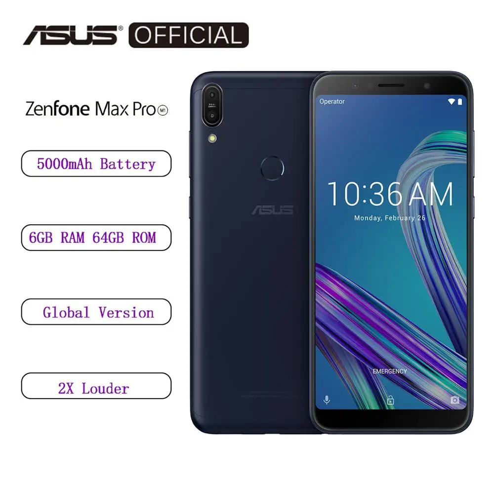 Глобальная версия ASUS ZenFone Max Pro(M1) ZB602KL, 6 ГБ, 64 ГБ, 6 дюймов, 4G, LTE, умный разблокированный сотовый телефон, распознавание лица, 5000 мАч, Android 8,1