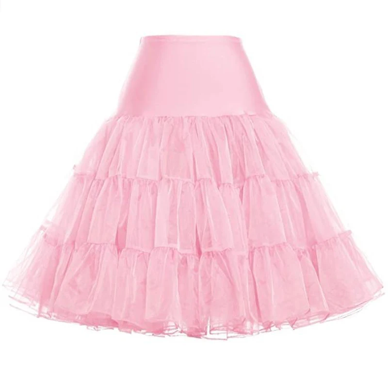 

FAKUNTN Tulle Skirts Womens Fashion High Waist Pleated Tutu Skirt Retro Vintage Petticoat Crinoline Underskirt Faldas Women