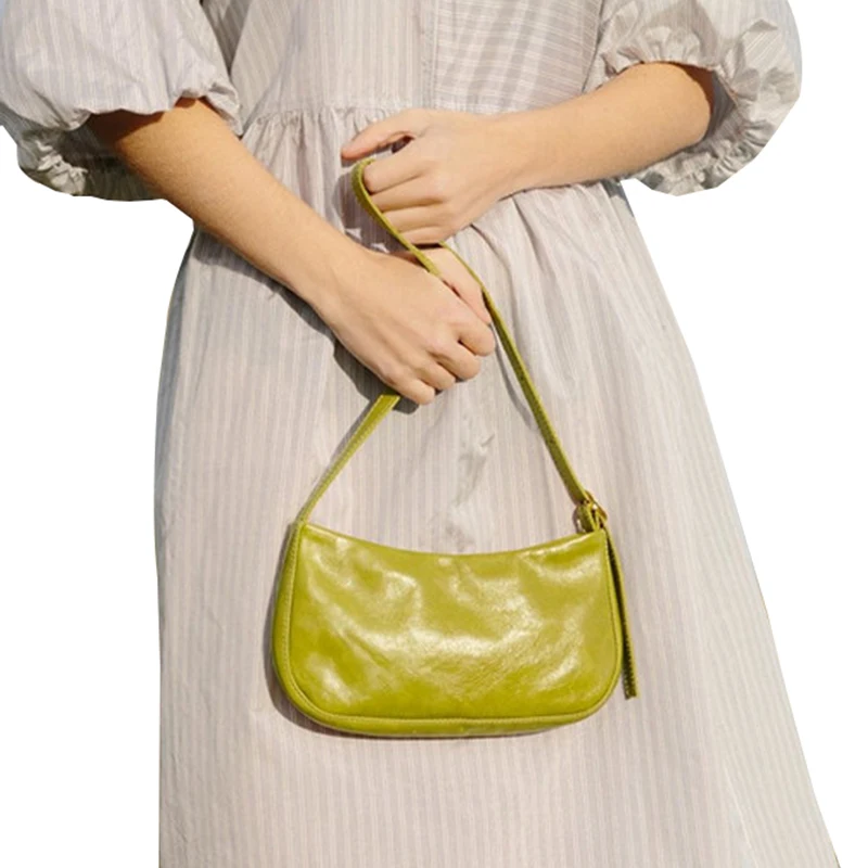 Сумка женская на молнии из искусственной кожи с одним ремешком зеленого белого