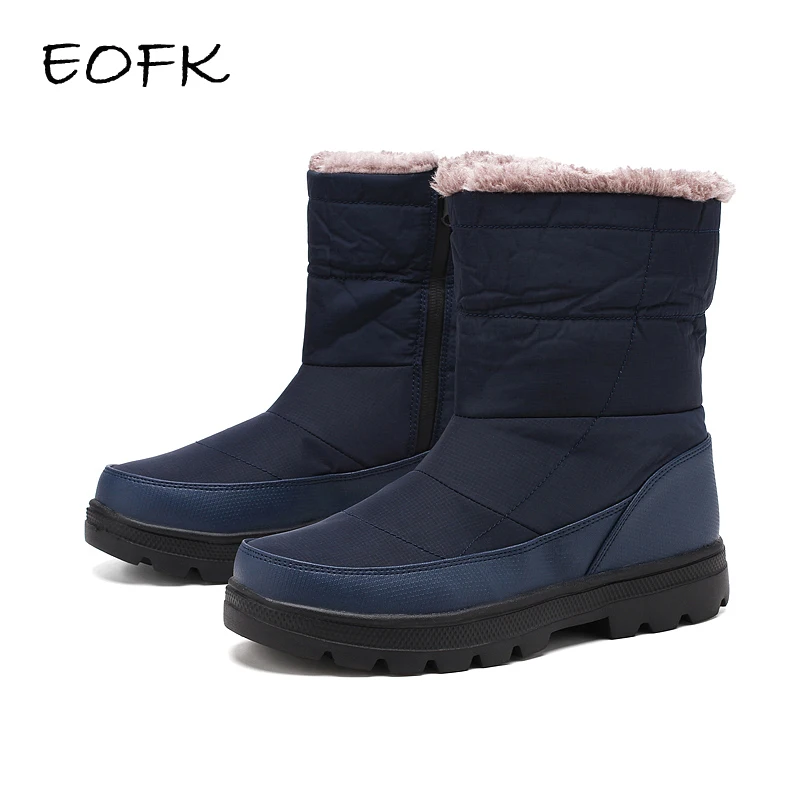 Женские теплые ботинки на меху EOFK Зимние удобные водонепроницаемые до середины