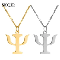 skqir simple psychology symbol letter pendant necklace 316l stainless steel medical choker necklace for women charm jewelry