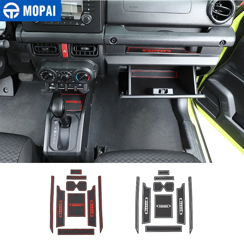 MOPAI Door Groove Mat for Suzuki Jimny JB74 Car Door Gate Slot Mat Cup Holder Pad for Suzuki Jimny 2019+ Accessories
