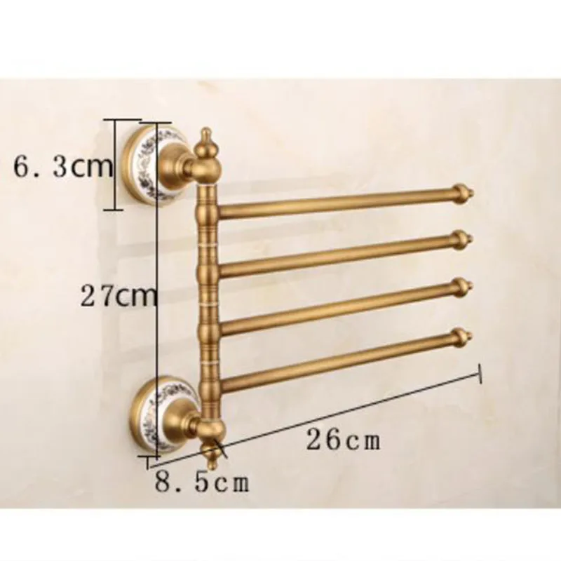 Античная латунная вешалка для полотенец ванной комнаты настенное крепление