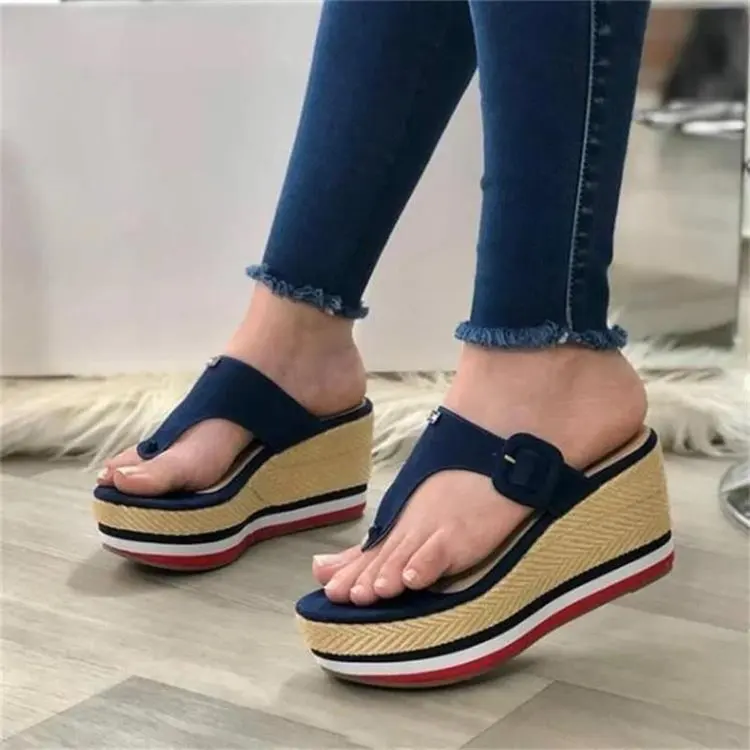 

Women Wedges Sandals Summer Casual Clip Toe Flip Flops Women Platform Slipper Beach Sport Sandals Light Comfort Shoes Woman 2021