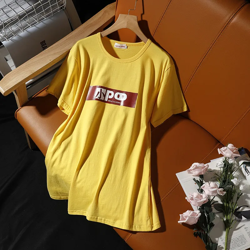 

Hiawatha Plus Size T-Shirt Women 2020 Summer Letter Print Loose T-Shirt Harajuku Style Cotton Short Sleeve T Shirts TX096