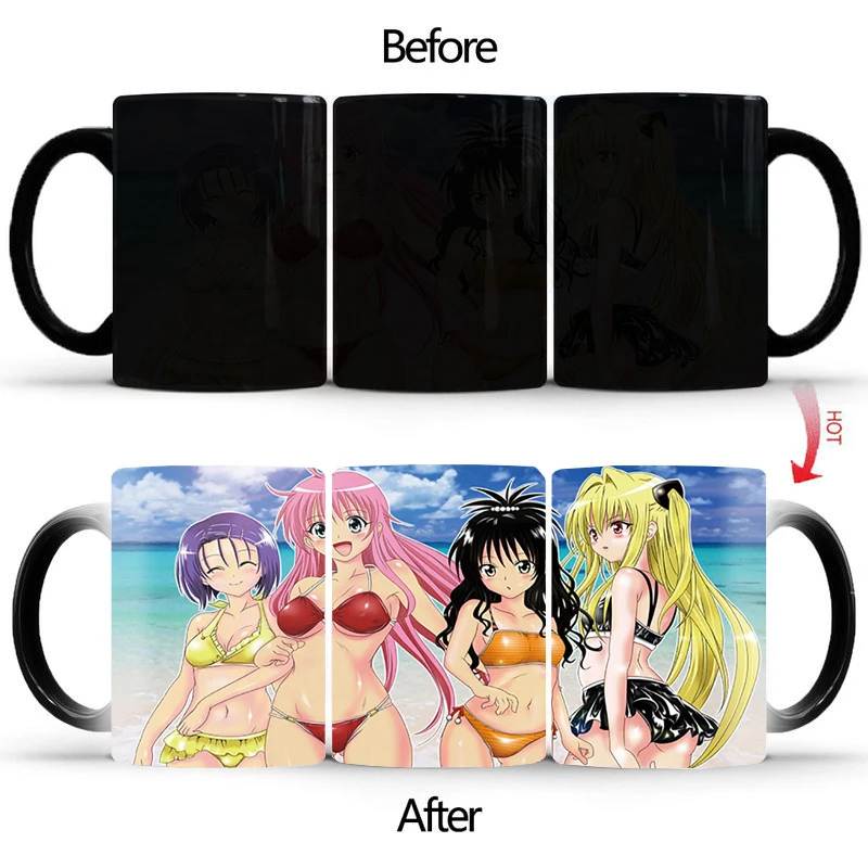 

Милый купальник для девушек, яркий цвет, волшебная кружка с японским мультяшным рисунком, стильный подарок для любителей школьных пар