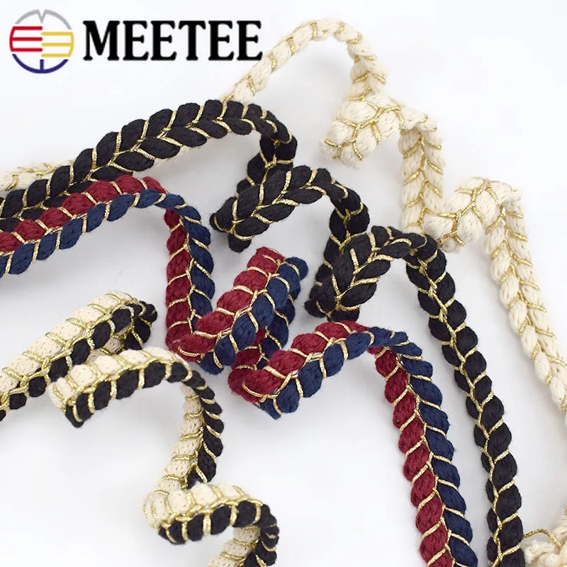 Meetee 9yards 1.5cm Cotton Braid Webbing Ribbon Twisted Rope DIY Scarf Jewelry Apparel Home Crafts Sewing Accessories Lace BD294 | Дом и сад