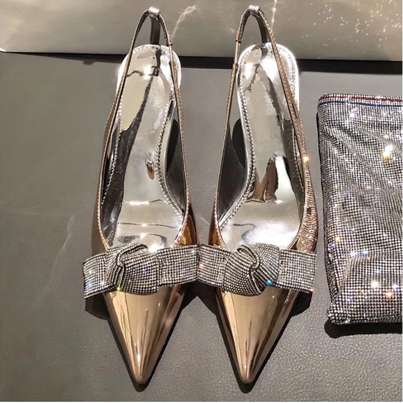 Pzilae/Новые сандалии-бантик со сверкающими стразами элегантные женские