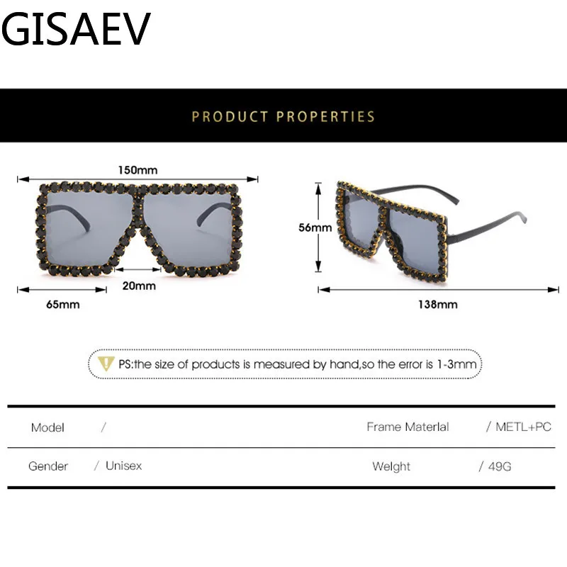 

Driving Glasses Woman Square Oversized Frame Diamonds Sunglasses Luxury Color Rhinestone Fashion UV400