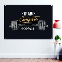train compete repeat gym inspirational quote poster wallpaper hanging paintings yoga fitness sports workout banner flag mural
