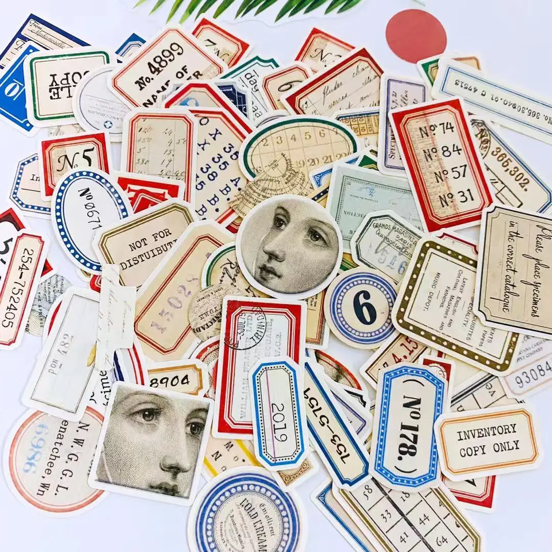 

100PCS/Set Vintage Label Sticker DIY Scrapbooking Junk Journal Base Collage Mobile Diary Gift Packaging Decoration Sticker