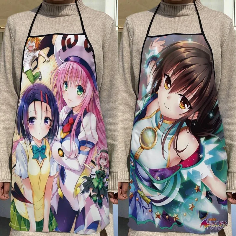 

New Arrival To Love Ru Anime Girl Apron Kitchen Aprons For Women Oxford Fabric Cleaning Pinafore Home Cooking Accessories Apron